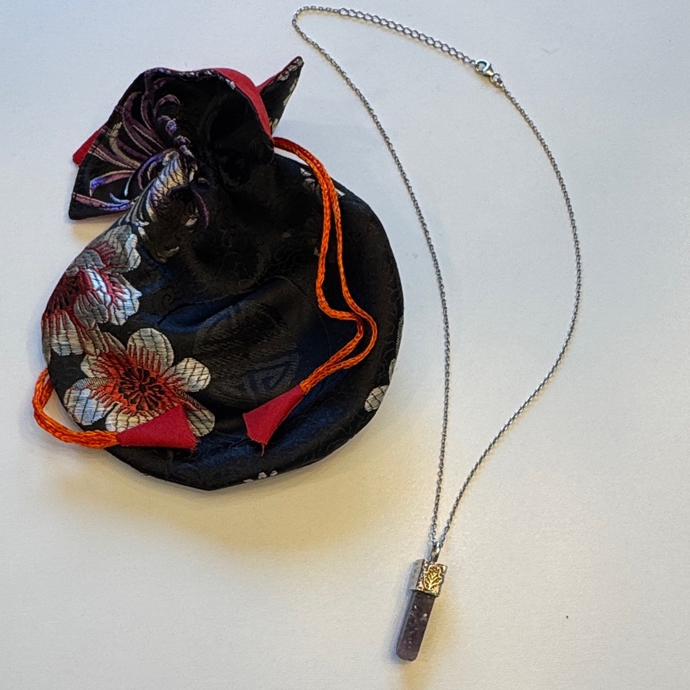 Karma and Luck Silver Necklace with Crystal Pointer